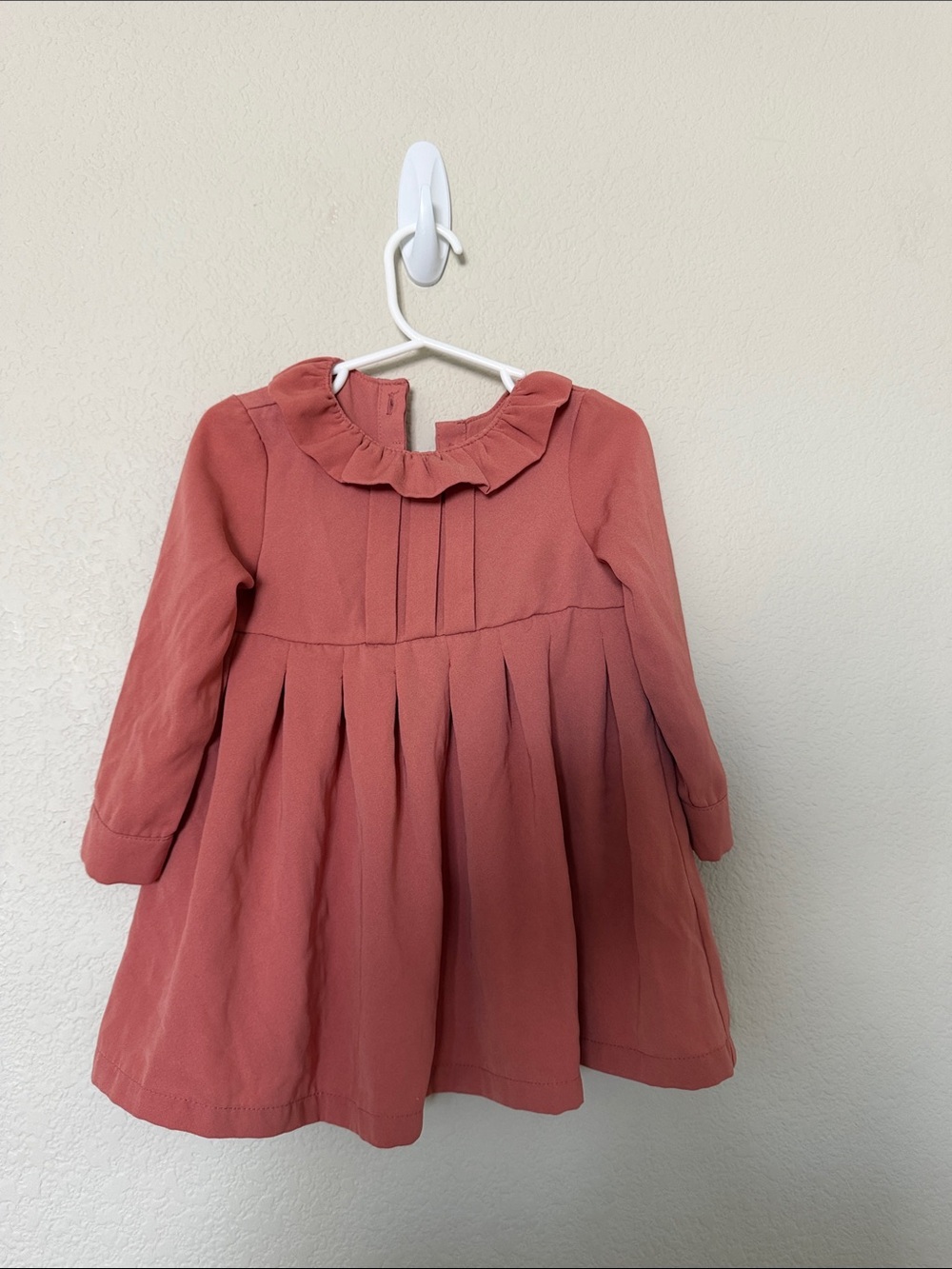 H&M Girls' Ruffle Collar Long-Sleeve Dress - Dusty Rose